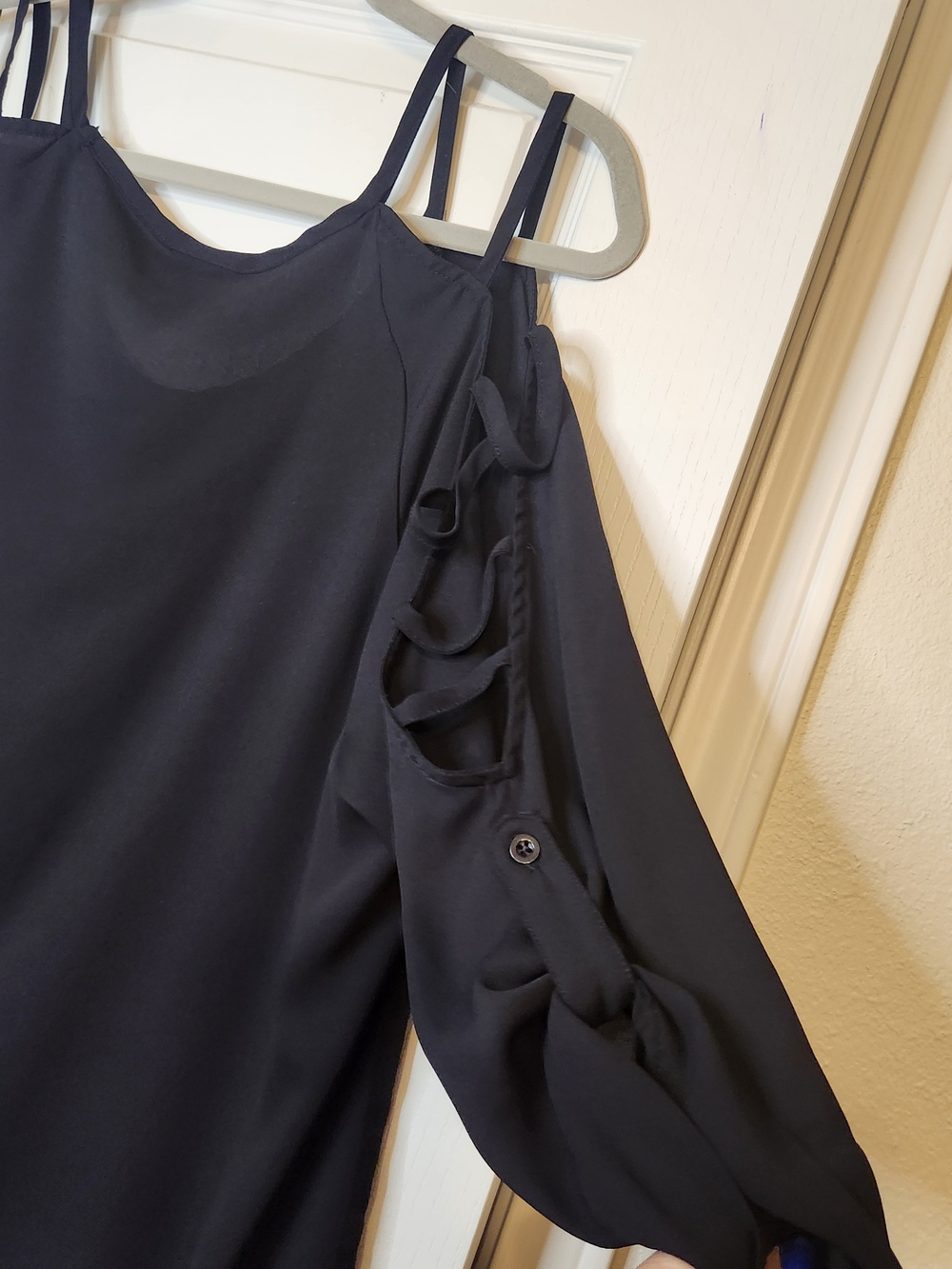 Torrid Black Cold-Shoulder Strappy Blouse - Picture 9 of 9